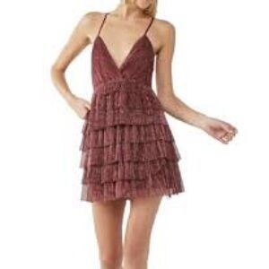 $34 Forever 21 Sparkly Party Minidress Size S Burgundy
